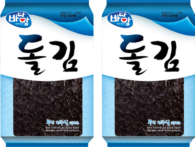 바다맘 돌김 100p, 220g, 2개