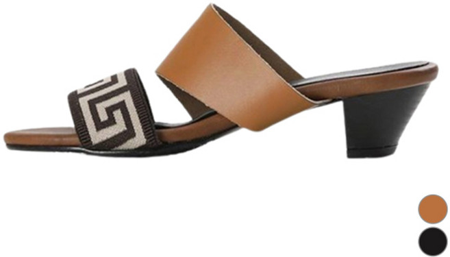 트리샤 여성용 미로패턴 가죽 뮬 슬리퍼 SG044