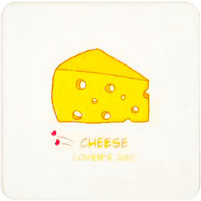 收納王妃 小清新硬式珪藻土杯墊 方形, 6個, 起司日子