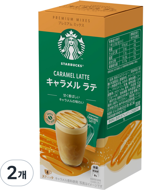 스타벅스 캐러멜향 라테 스틱 커피, 23g, 4개입, 2개