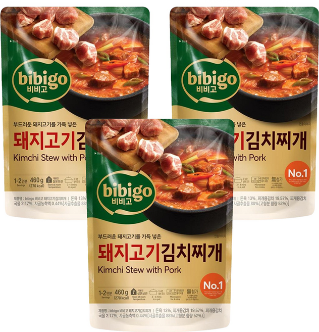 비비고 돼지고기김치찌개, 460g, 3개