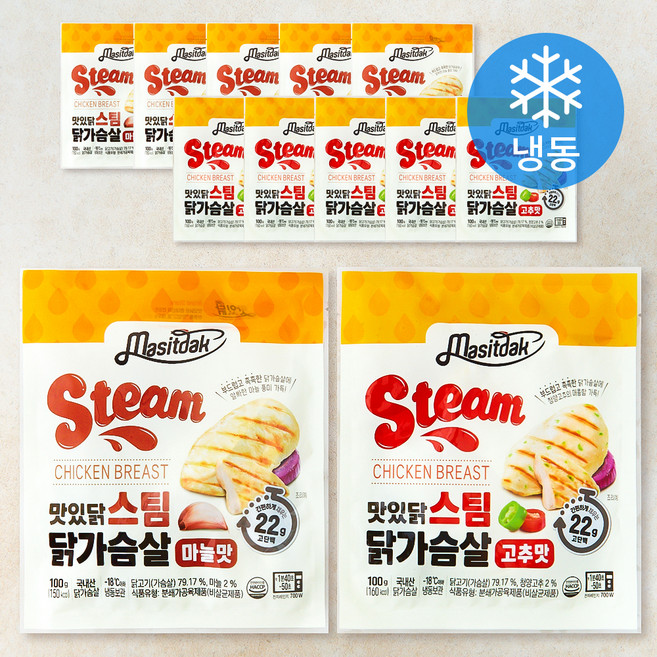 맛있닭 닭가슴살 스팀 100g x 2종 x 6팩 세트 (냉동), 1.2kg, 1세트
