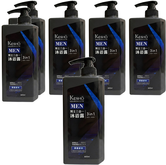 KeSHO 男士三合一沐浴露 深層舒爽, 800ml, 6瓶