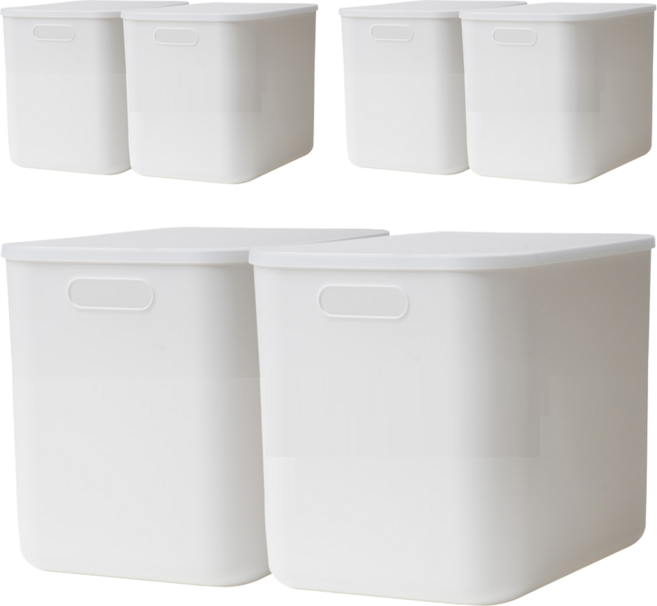 가규 국내제조 모던 라운드 팬트리 리빙박스, 화이트, XL, 6개