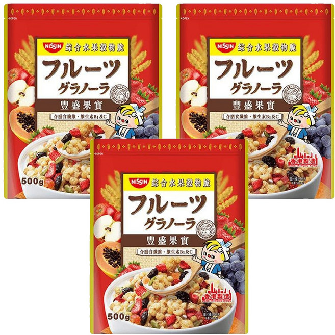 NISSIN 日清 豐盛果實綜合水果穀物脆, 500g, 3包