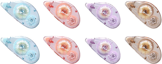 다다 대용량 플러스 양면 풀테이프 8mm x 8m 4종세트, 혼합색상, 2세트