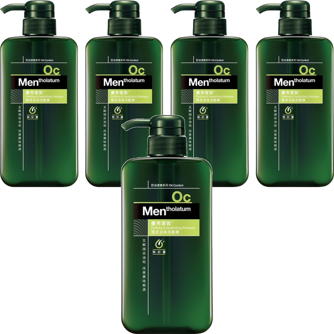 MENTHOLATUM 曼秀雷敦 男士頭皮去味洗髮精 無添加矽靈 含Isopropylmethylphenol成分 淡淡檸檬草香, 550ml, 5瓶