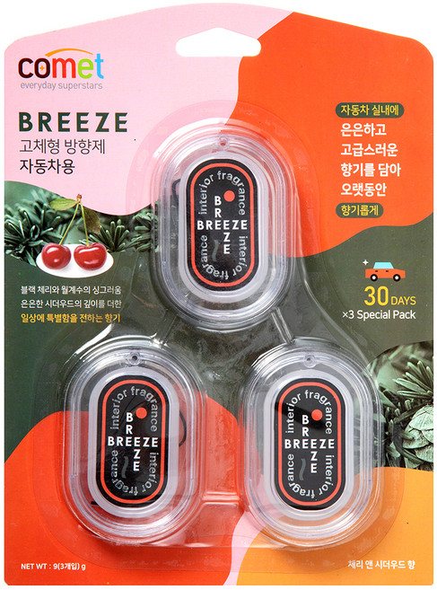 코멧 카브리즈 차량용 방향제, 3개, 체리앤시더우드