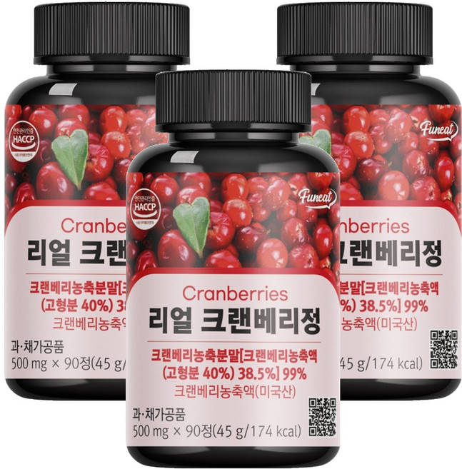 퍼니트 리얼 크랜베리정, 90정, 3개