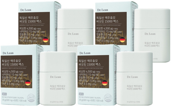 닥터린 독일산 맥주효모 비오틴 15000 맥스 60p, 60정, 30g, 4개