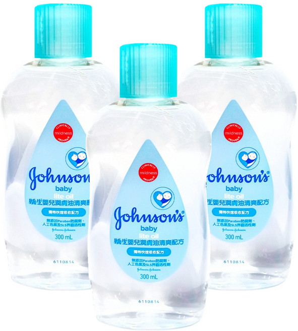Johnson's 嬌生 嬰兒潤膚油 清爽配方, 300ml, 3瓶