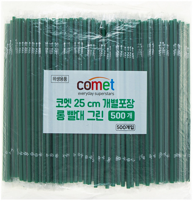 코멧 빨대 그린 6mm x 25cm, 500개, 1개