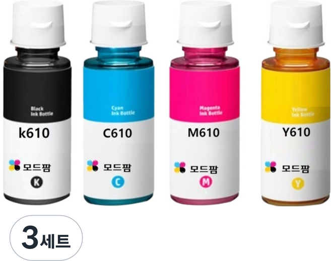 프린팅존 삼성 호환잉크 4종 세트 INK-K610 Y610 M610 C610, 검정, 노랑, 빨강, 파랑, 3세트