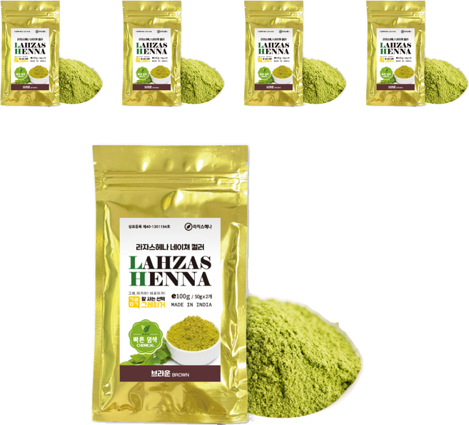 LAHZAS HENNA 指甲花染髮, 棕色, 5個