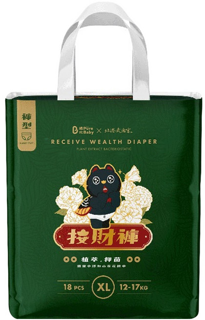 波比 PureBaby 植萃抑菌接財褲 褲型 12~17kg, XL, 18片