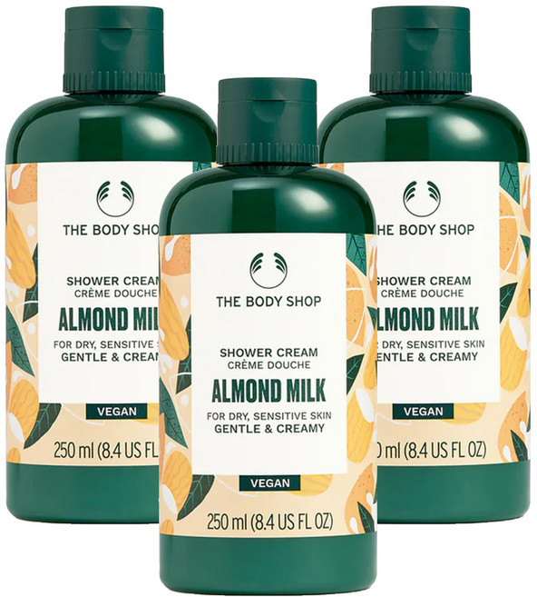 THE BODY SHOP 美體小舖 杏奶舒敏滋養沐浴乳 國際航空版, 250ml, 3瓶
