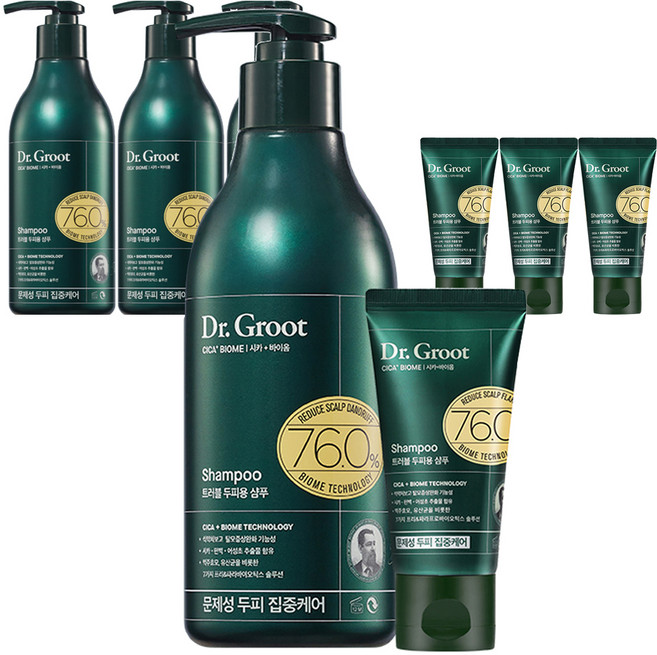 닥터그루트 시카바이옴 트러블두피용 샴푸 시트러스향 350ml + 50ml 세트, 4개