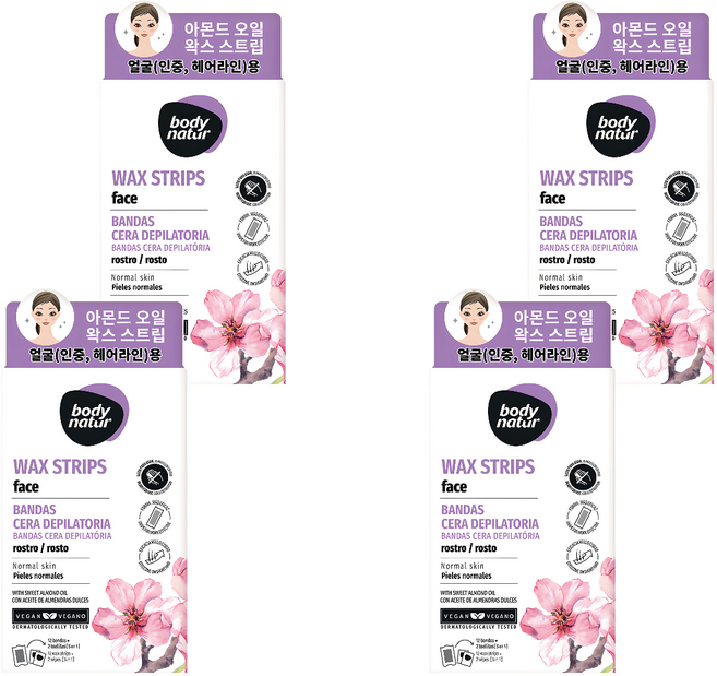 바디네이처 스위트 아몬드 왁스스트립 페이스용, 4개