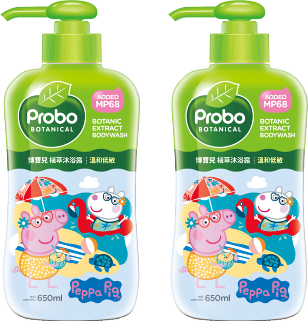 Probo 博寶兒 植萃沐浴露 佩佩豬, 650ml, 2瓶