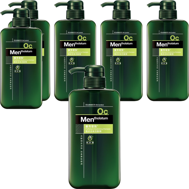 MENTHOLATUM 曼秀雷敦 男士頭皮去味洗髮精 無添加矽靈 含Isopropylmethylphenol成分 淡淡檸檬草香, 550ml, 6瓶