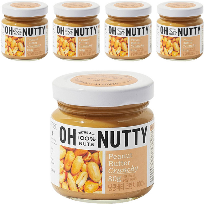 오넛티 땅콩버터 크런치 100%, 80g, 5개