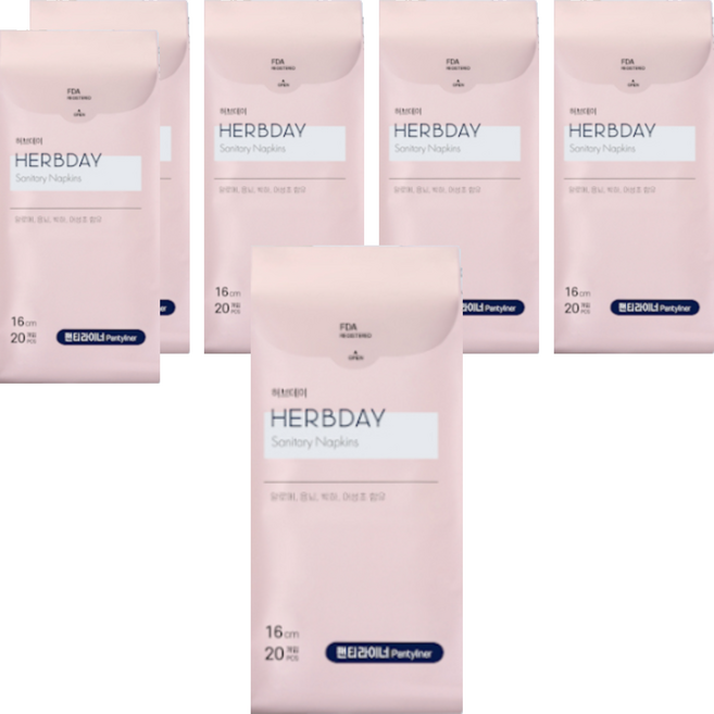 허브데이 팬티라이너, 일반, 20개입, 6개