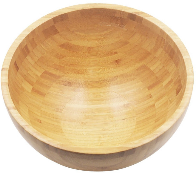 菊川本味 圓形竹沙拉碗 28*12CM, 木色, 1個