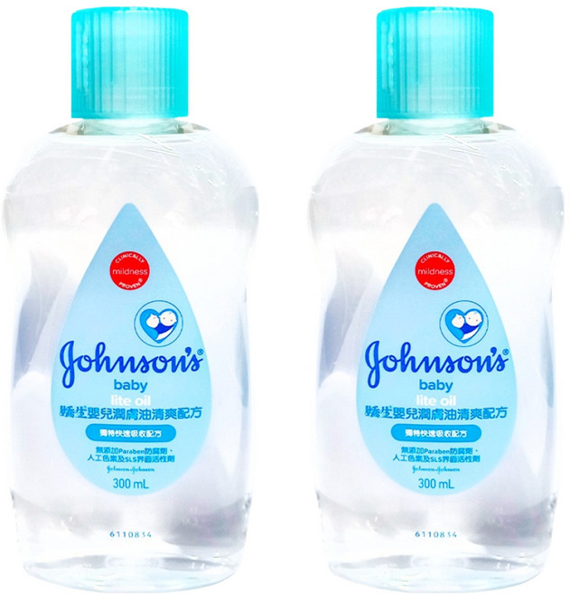 Johnson's 嬌生 嬰兒潤膚油 清爽配方, 300ml, 2瓶