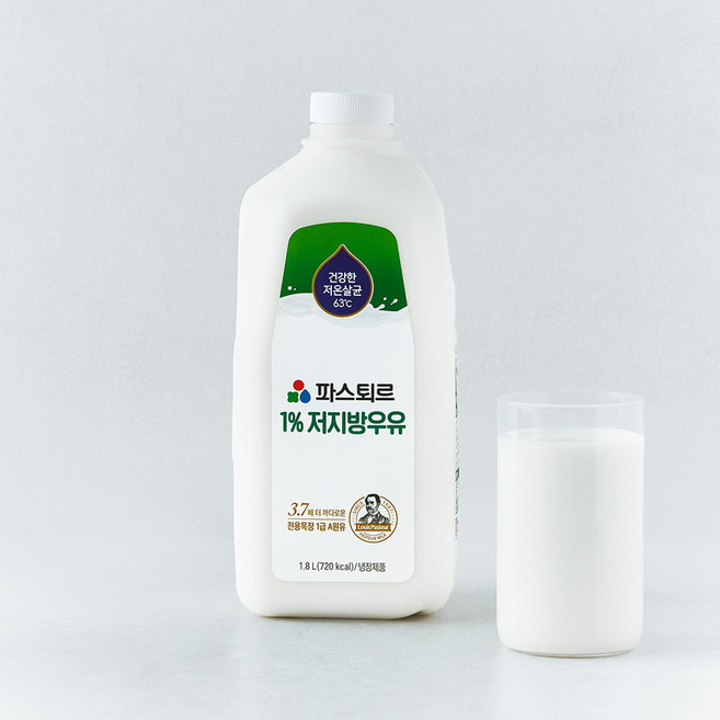 파스퇴르 저온살균 저지방 우유, 1.8L, 1개