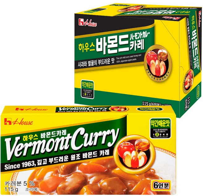 하우스푸즈 바몬드카레 약간매운맛, 115g, 10개
