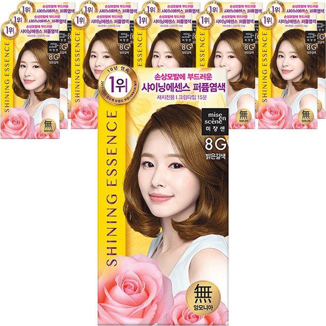 미쟝센 샤이닝 에센스 새치전용 염색제, 8G밝은갈색, 12개