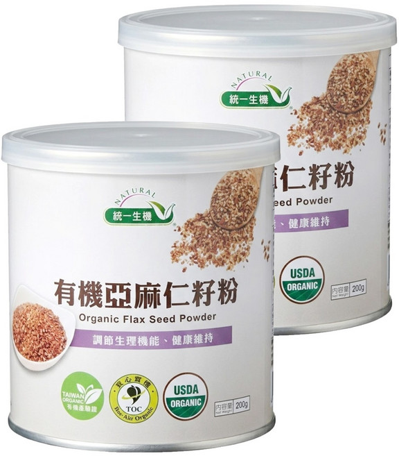 統一生機 有機亞麻仁籽粉, 200g, 2罐