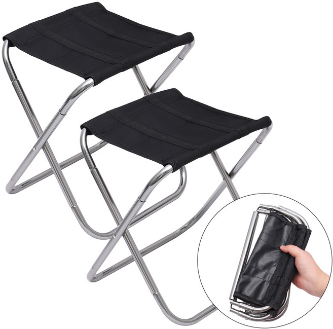 코멧 아웃도어 초경량 접이식 미니 캠핑체어 + 수납가방, 블랙, 2개