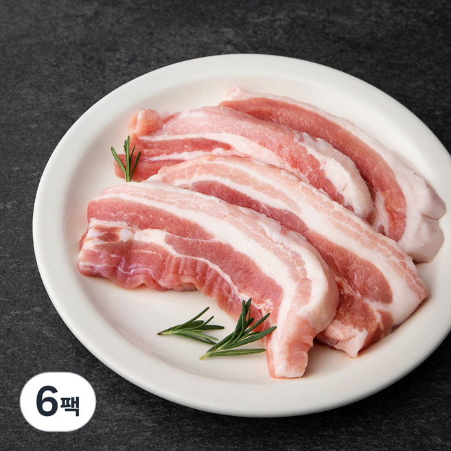 몬트락 한돈 제주돼지 무항생제 삼겹살 구이용 (냉장), 500g, 6팩