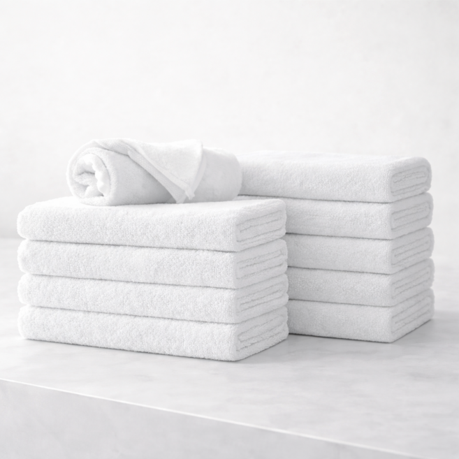 하비티 세탁이 편리한 다용도 업소용 수건 55g 30수 면사, 화이트, 10개