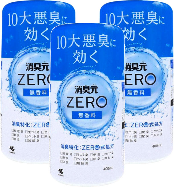 KOBAYASHI 小林製藥 消臭元 無香料消臭劑 ZERO式處方 400mL, 3個