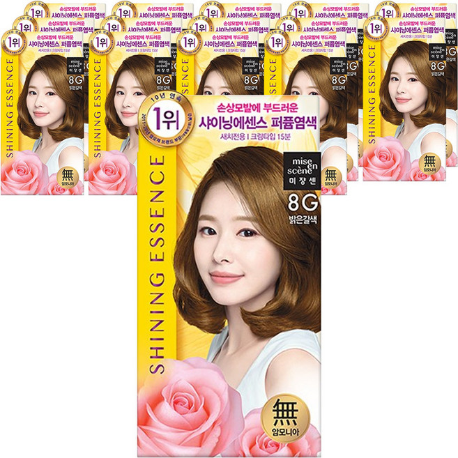 미쟝센 샤이닝 에센스 새치전용 염색제, 8G밝은갈색, 15개