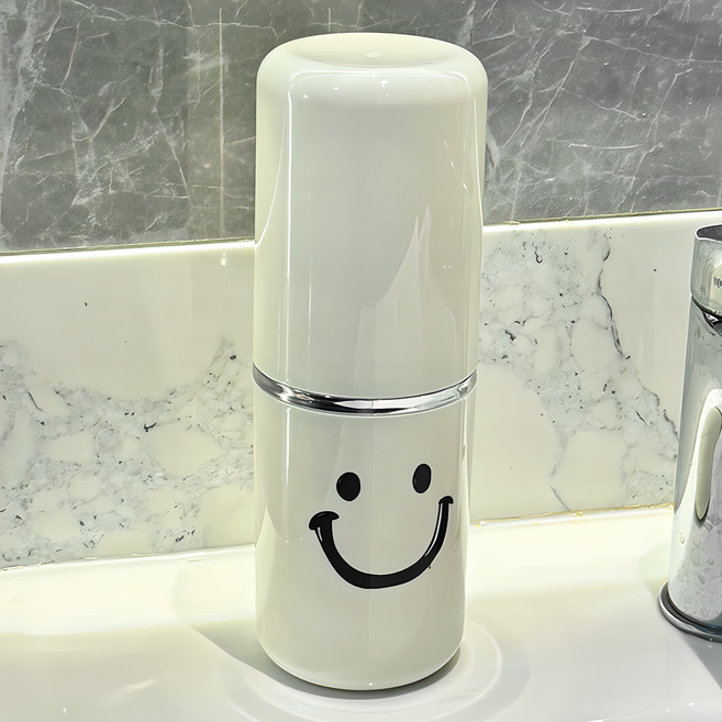 더자카 스마일 휴대용 칫솔 케이스, 화이트, 1개