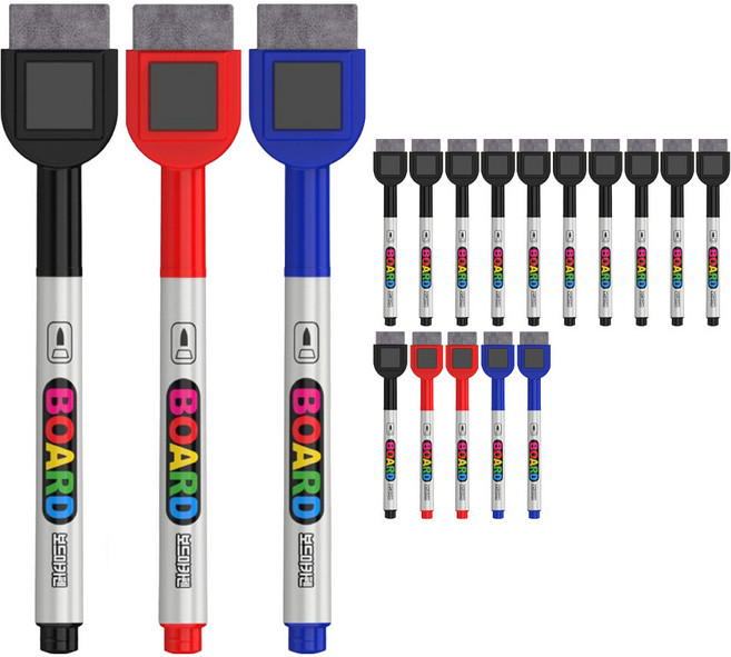 펜맥스 지우개 보드마카 202, 흑색, 청색, 적색, 3개