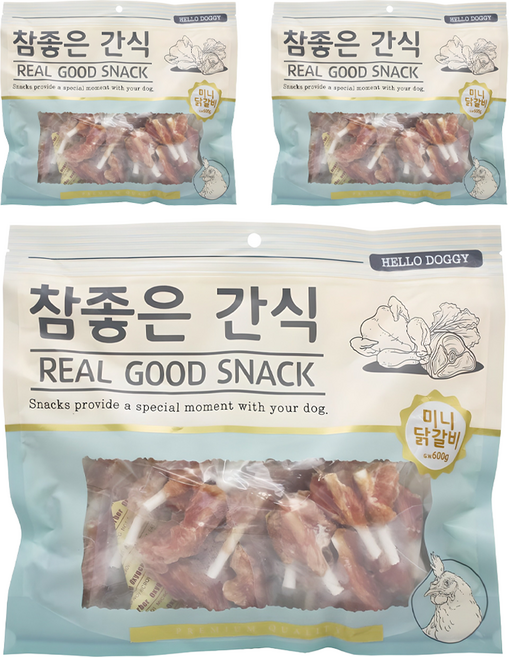 헬로도기 강아지 참좋은 건조간식, 미니닭갈비, 400g, 3개