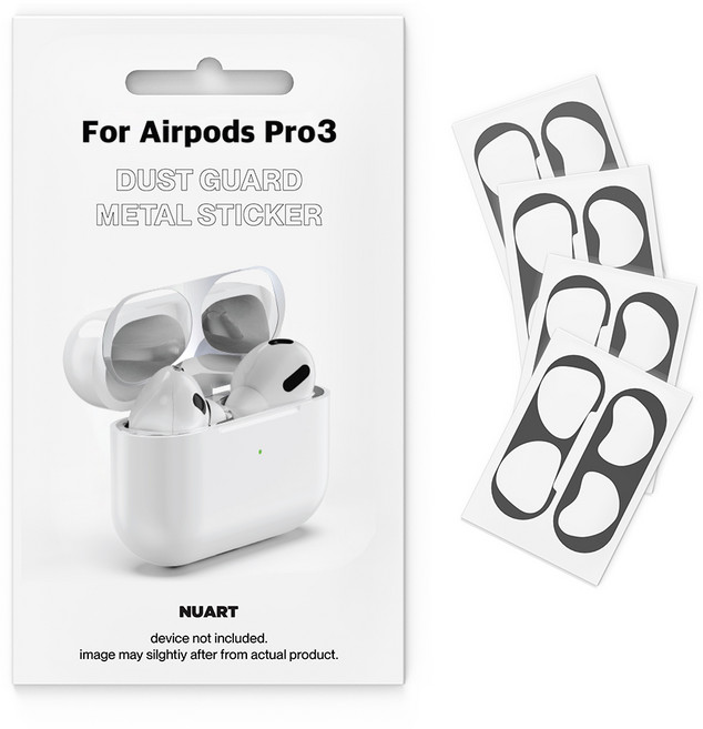 누아트 에어팟 프로 3 메탈 철가루 방지스티커, 블랙, 4개