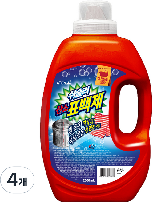 아토세이프 쉬슬러 산소 표백제 액체타입, 2L, 4개