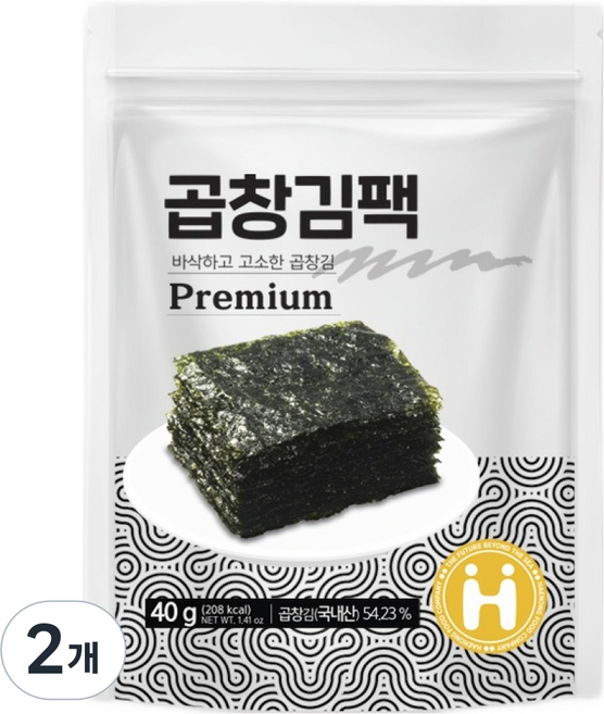 해농 곱창김 팩 도시락김, 40g, 2개