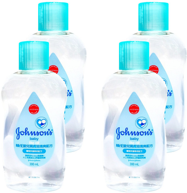 Johnson's 嬌生 嬰兒潤膚油 清爽配方, 300ml, 4瓶