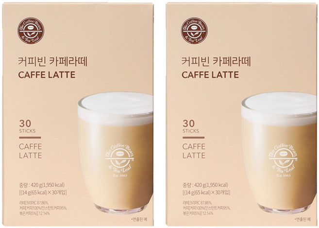 커피빈 카페라떼 커피믹스, 14g, 30개입, 2개