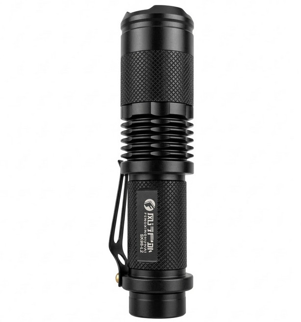 L2變焦迷你夾式強光手電筒套組, 黑色, 1組