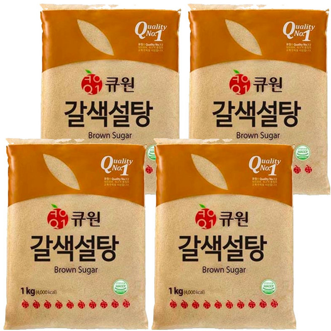 큐원 갈색설탕, 1kg, 4개