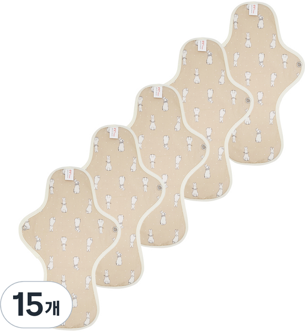 이채 플라워 일체형 면생리대 베이지, 15개, 1개입, 대형