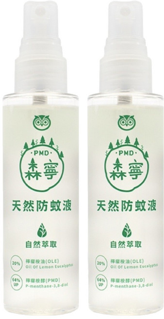 HUKUROU 福來朗 森寧PMD天然防蚊液 美國CDC/EPA 含64%以上檸檬桉醇(PMD) 天然萃取, 80ml, 2瓶