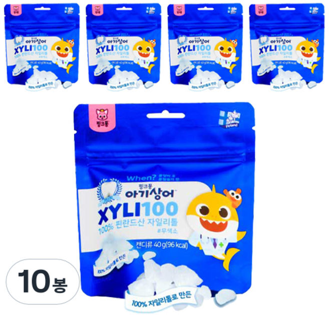핑크퐁 아기상어 자일리100 핀란드100% 자일리톨, 40g, 10개